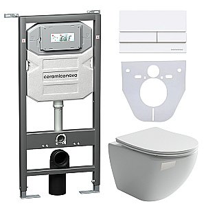 Унитаз подвесной Ceramica Nova Metropol CN4002_1002W_1000  безободковый, с крышкой микролифт, с инсталляцией и белой кнопкой купить в интернет-магазине Sanbest