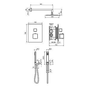 Душевая система Excellent Keria AREX.SET.2048BL черная матовая купить в интернет-магазине сантехники Sanbest