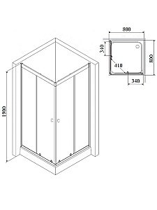 Душевой уголок PARLY ZQ81B 80х80 стекло прозрачное/профиль черный купить в интернет-магазине Sanbest