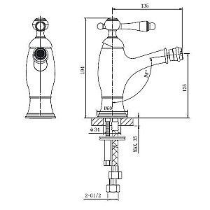 Смеситель для биде Caprigo Fonte 12-533-vot бронза купить в интернет-магазине сантехники Sanbest
