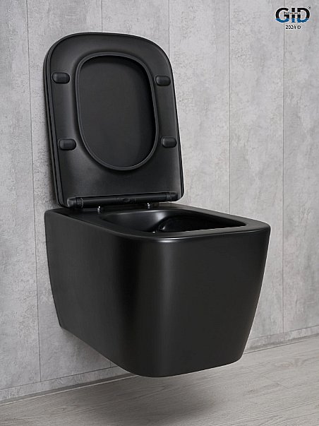 Унитаз подвесной Gid Tr2140Bm черный матовый, безободковый, с крышкой микролифт купить в интернет-магазине Sanbest