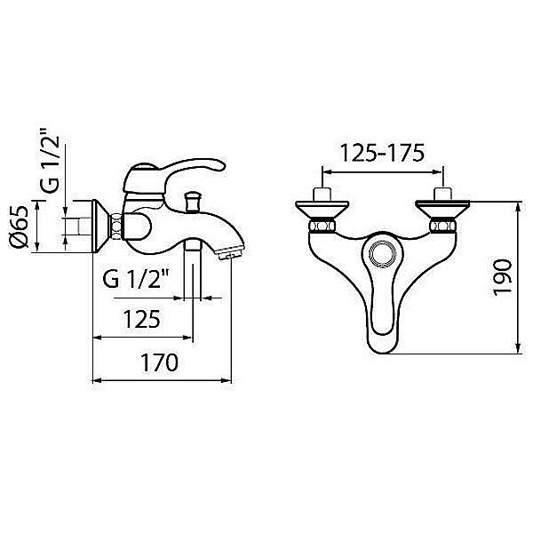 Смеситель для ванны Webert Aurora AU850102017 купить в интернет-магазине сантехники Sanbest