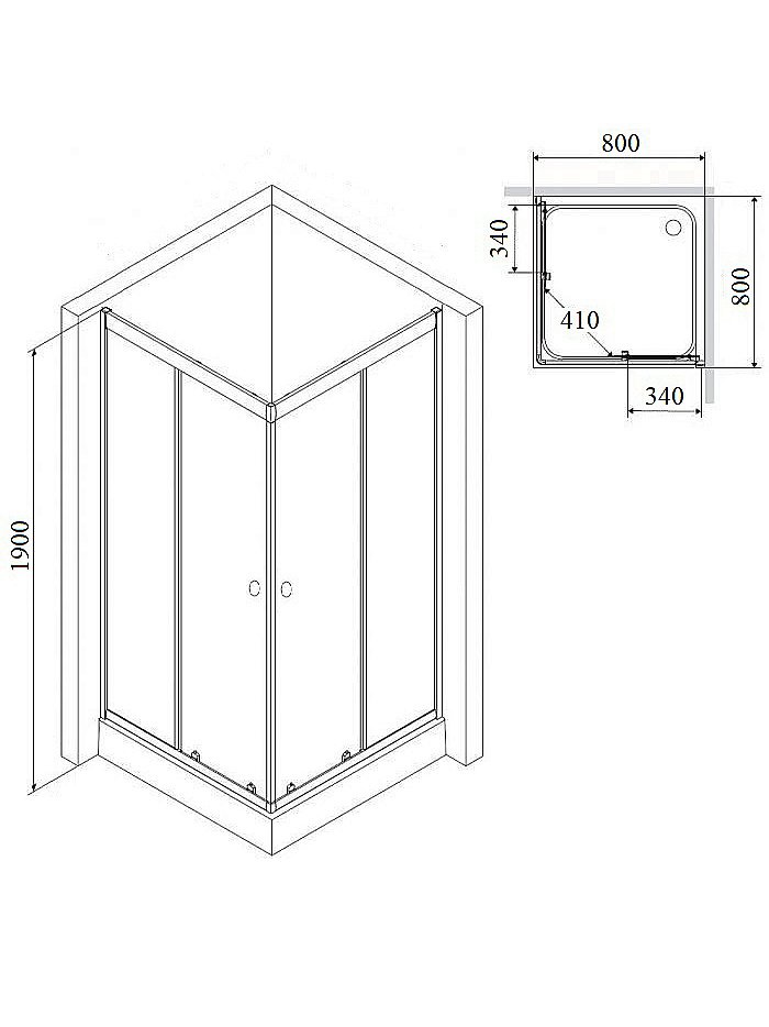 Душевой уголок PARLY ZQ81B 80х80 стекло прозрачное/профиль черный купить в интернет-магазине Sanbest