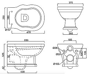 Унитаз подвесной BelBagno BOHEME BB115CH безободковый купить в интернет-магазине Sanbest