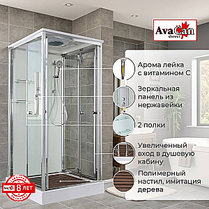 Душевая кабина AvaCan V2010 стандартная, арома-лейка, прозрачная/профиль хром купить в интернет-магазине Sanbest
