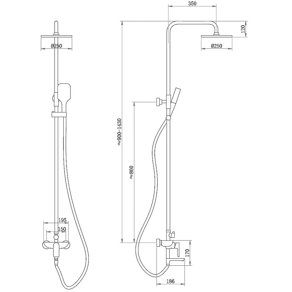 Душевая система Abber Weiss Insel AF8016BL черная матовая купить в интернет-магазине сантехники Sanbest