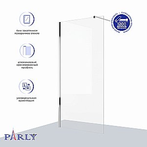 Душевое ограждение Parly T80 профиль хром/стекло прозрачное купить в интернет-магазине Sanbest