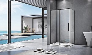 Душевой уголок Good Door Idea WTW+SP 120х80 стекло прозрачное/профиль черный купить в интернет-магазине Sanbest