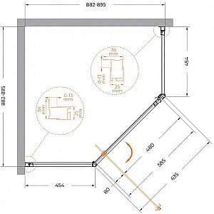 Душевой уголок Cezares Eco 90x90 ECO-O-P-1-90-P-NERO стекло матовое рифленое/профиль черный матовый купить в интернет-магазине Sanbest