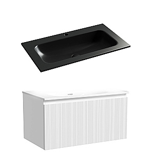 Тумба с раковиной Sancos CODE CD80W/CN7012MB 80 белая для ванной в интернет-магазине Sanbest