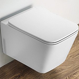 Унитаз подвесной CeramaLux 5170MW белый матовый, безободковый, с крышкой микролифт купить в интернет-магазине Sanbest