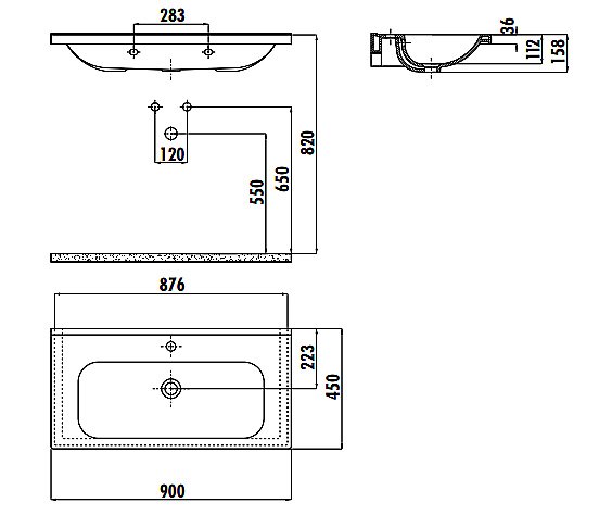 Раковина Creavit Ideal 90 ID090-0000 белая купить в интернет-магазине Sanbest
