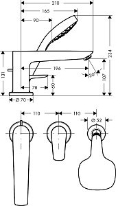 Смеситель для ванны Hansgrohe Talis E 71731000 купить в интернет-магазине сантехники Sanbest