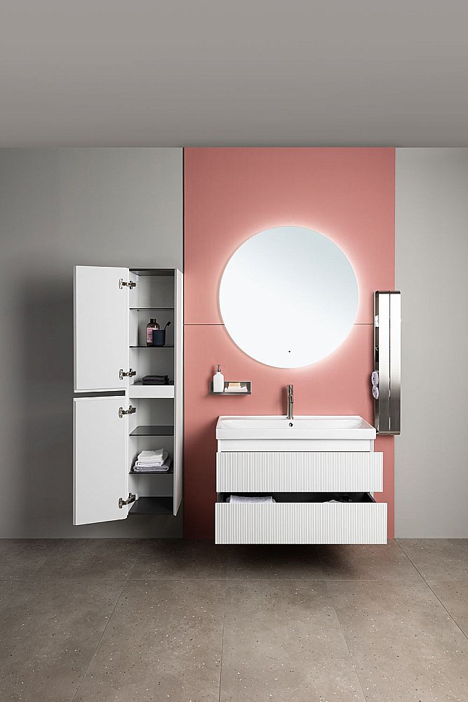 Шкаф-пенал Aquanet Альтера 33715834 белый матовый для ванной в интернет-магазине сантехники Sanbest