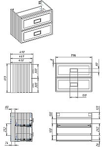 Тумба с раковиной LA FENICE Cubo Blu Grigio TWIN 80 синяя/ручки белые для ванной в интернет-магазине Sanbest