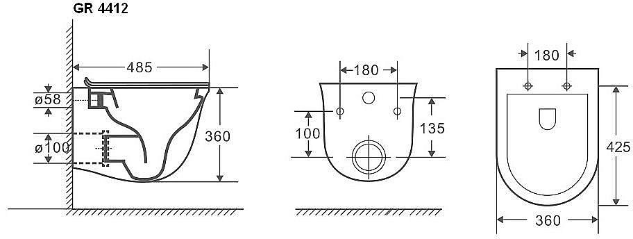 Унитаз подвесной GROSSMAN GR-4412MS безободковый, с крышкой микролифт, белый матовый купить в интернет-магазине Sanbest