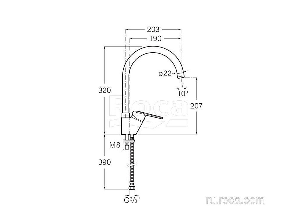 Смеситель для кухни Roca Victoria-N 5A8E25C00 купить в интернет-магазине сантехники Sanbest