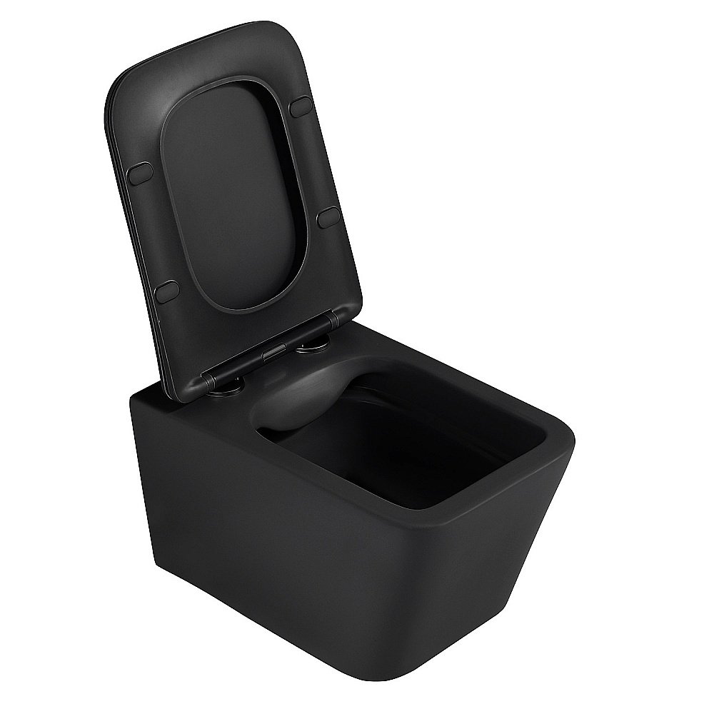 Унитаз подвесной ABBER Rechteck AC1201MB с крышкой микролифт, безободковый, черный матовый купить в интернет-магазине Sanbest