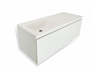 Тумба с раковиной Эстет Dallas Luxe 120 подвесная 1 длинный ящик/любой цвет тумбы и раковины с блестками под заказ для ванной в интернет-магазине Sanbest
