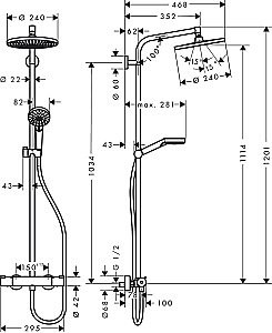 Душевая система Hansgrohe Crometta S Showerpipe 240 1jet 27267000 купить в интернет-магазине сантехники Sanbest