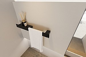 Полка с полотенцедержателем ABBER Nischen AN3011MB черная матовая купить в интернет-магазине сантехники Sanbest