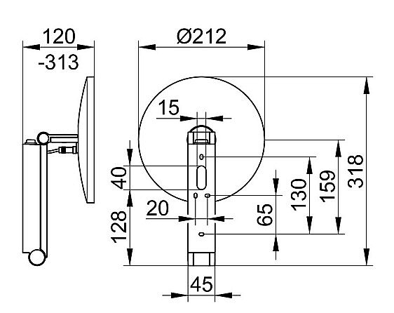 Зеркало косметическое KEUCO iLook_move 17612139004  хром черный купить в интернет-магазине сантехники Sanbest