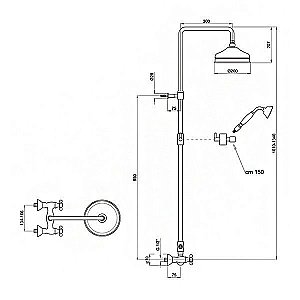 Душевая система Webert Ottocento OT760405010 золото купить в интернет-магазине сантехники Sanbest