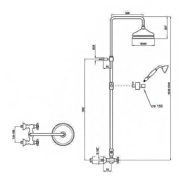 Душевая система Webert Ottocento OT760405010 золото купить в интернет-магазине сантехники Sanbest