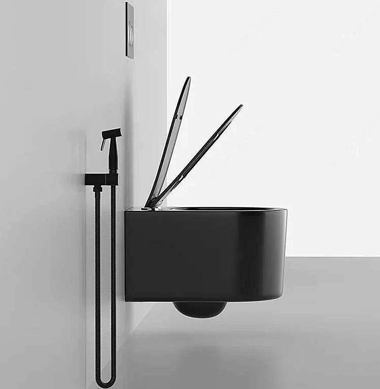 Унитаз подвесной CeruttiSpa TANARO Aria MB CT9238 безободковый, с крышкой микролифт, черный матовый купить в интернет-магазине Sanbest