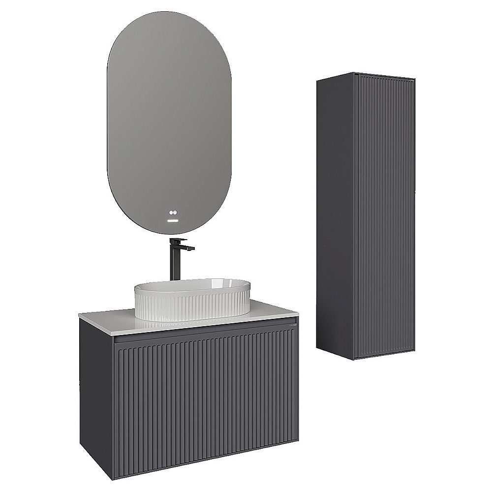 Пенал подвесной Grossman Кристалл 40 303543 графит матовый для ванной в интернет-магазине сантехники Sanbest