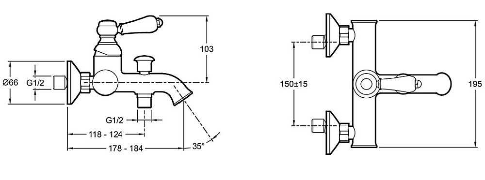Смеситель для ванны Jacob Delafon LOUISE E24363-BCN золото матовое купить в интернет-магазине сантехники Sanbest