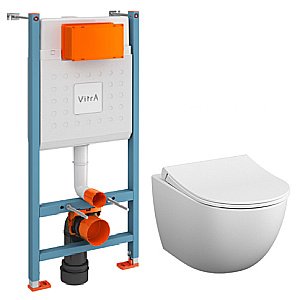 Унитаз подвесной VitrA Sento 9830B003-7211 белый, с инсталляцией, с крышкой микролифт купить в интернет-магазине Sanbest