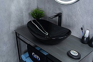 Раковина накладная Gid Lago 61 BL9811 53349 черная купить в интернет-магазине Sanbest