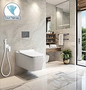 Унитаз подвесной CeruttiSpa Viola Aria Tornado 10583 белый, безободковый, с крышкой микролифт, слив-торнадо купить в интернет-магазине Sanbest