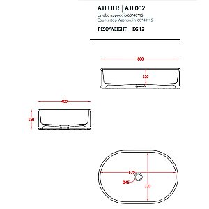 Раковина накладная Artceram Atelier 60 ATL002 05 00 белая матовая купить в интернет-магазине Sanbest