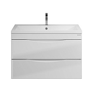 Тумба с раковиной подвесная Grossman Виста 80 с 2-я ящ, белый глянец для ванной в интернет-магазине Sanbest