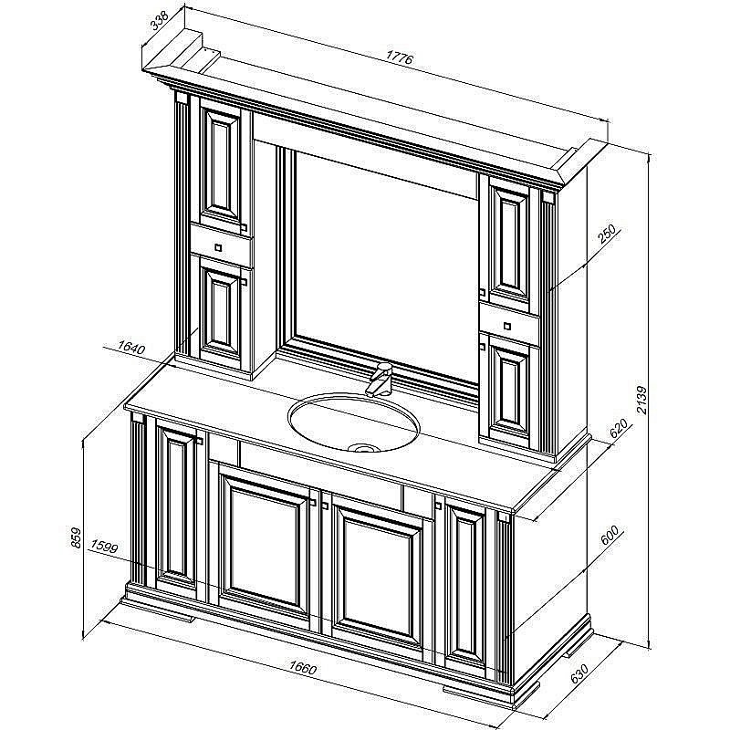 Зеркало со шкафом Aquanet Кастильо 160 слоновая кость в ванную от интернет-магазине сантехники Sanbest