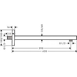 Держатель верхнего душа Hansgrohe Square 27694700 купить в интернет-магазине сантехники Sanbest