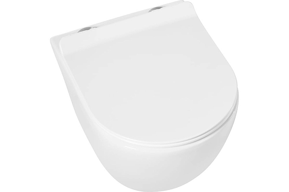 Унитаз подвесной Art&Max OVALE AM011CHR/SC белый, с сиденьем микролифт, безободковый купить в интернет-магазине Sanbest