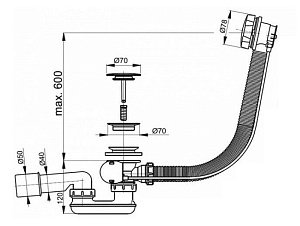 Слив-перелив Relisan V55R Гл000025656 60 белый купить в интернет-магазине сантехники Sanbest