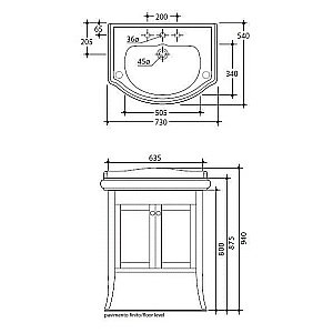 Тумба с раковиной Kerasan Retro 73 орех для ванной в интернет-магазине Sanbest