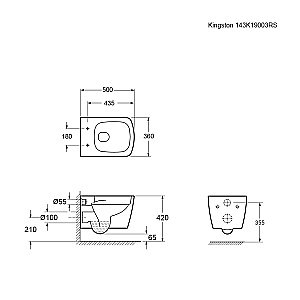Унитаз подвесной Ambassador Kingston 143K19003RS безободковый, с крышкой микролифт, белый купить в интернет-магазине Sanbest