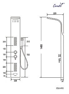 Душевая панель CeruttiSpa Celia RG 10406 розовое золото купить в интернет-магазине сантехники Sanbest