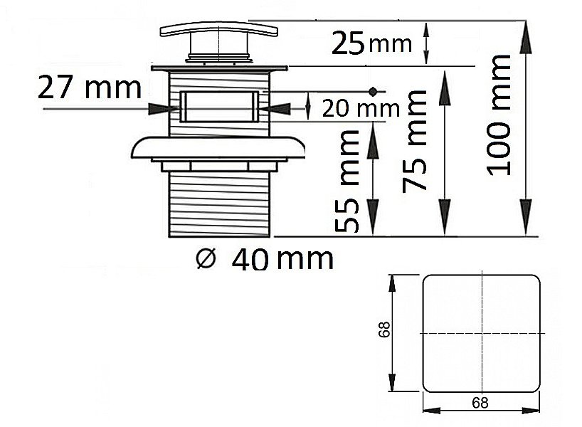 Донный клапан с переливом Ceramalux RD005 купить в интернет-магазине сантехники Sanbest