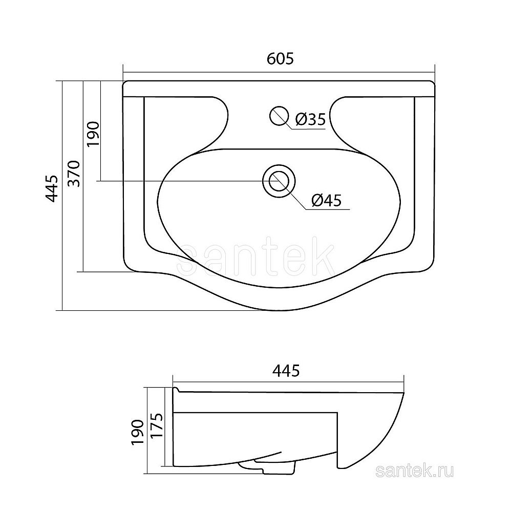 Раковина мебельная Santek Селигер 61 1.WH11.0.268 белая купить в интернет-магазине Sanbest