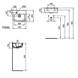 Раковина подвесная Ideal Standard Tempo-IS T056901 купить в интернет-магазине Sanbest