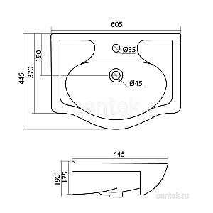 Раковина мебельная Santek Селигер 61 1.WH11.0.268 белая купить в интернет-магазине Sanbest