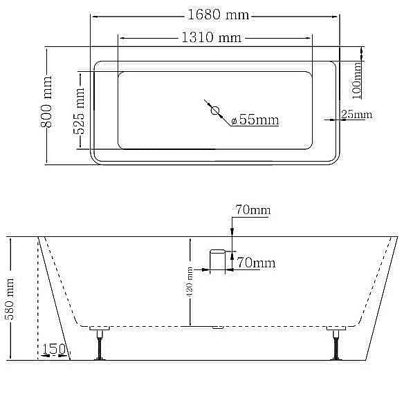 Ванна акриловая Lagard Vela lgd-vla-tg 168х80 белая,золото купить в интернет-магазине Sanbest