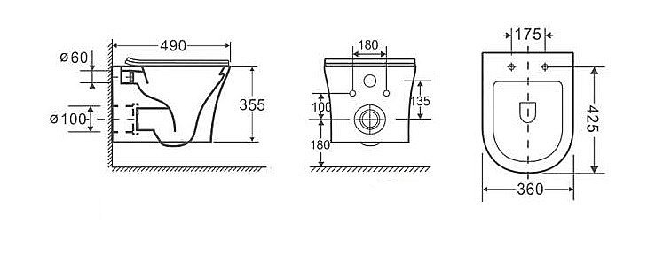 Унитаз подвесной CeruttiSpa ADIGE Aria MW CT9245 белый матовый, белый матовый купить в интернет-магазине Sanbest