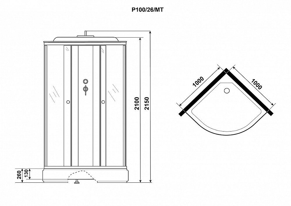 Душевая кабина Niagara "Promo", тропический душ, стекло 4мм, профиль белый, 100x100 см купить в интернет-магазине Sanbest